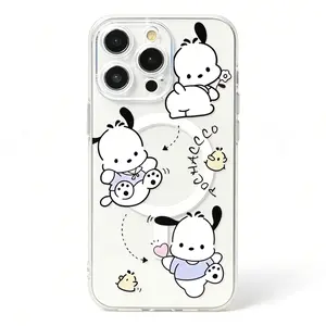P-Pochacco Phone Case Compatible with iPhone 17 16 15 14 13 12 11 Pro Max Mini XR XS X 7 8 Plus, Transparent Magnetic Shockproof Soft TPU Back Cover, Phone Protection, Magnetic Attachment, Playful Aesthetic