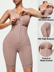 1 Count Women's Lace Full Body Shaper with U-Shaped Stitching Design, Colombian Shapewear, Underwear, Multi Row Hook Eye Adjustable Closure Tummy Control Butt Lifting Bodysuit, Anti Slip Breathable Smooth Jumpsuit, Daily Wear & Formal Occasions