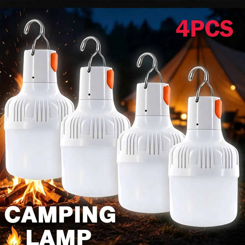 Tempom  USB Rechargeable Hanging Camping Light, Portable Hook LED Camping Bulb Lamp, Water Resistant Tent Emergency Light for Camping Backpacking Picnic Power Outage RV Outdoor Lighting