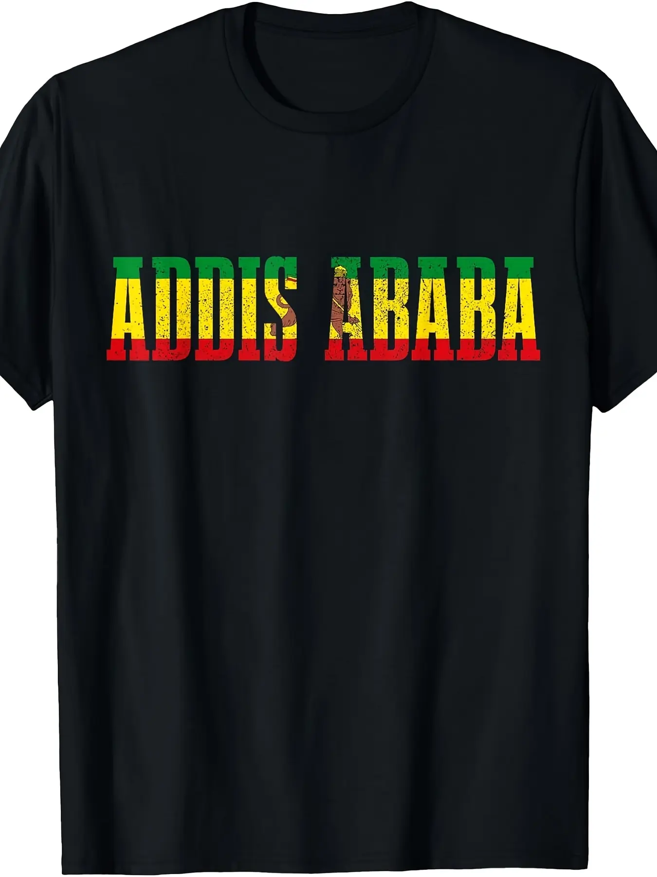 Addis Ababa Ethiopia Pride Ethiopian Flag Roots Li unisex soft cotton short sleeve t shirt, vintage graphic casual tee for men women teens, perfect birthday holiday gift for camping travel gym daily street casual wear
