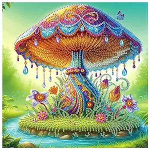 Mushroom Pattern DIY Diamond Arts Colorful Painting Kit without Frame, 5D Special Shape Diamond Arts Colorful Painting Kit for Beginners, Handicraft
