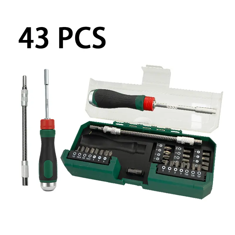 43-Piece Ergonomic Precision Screwdriver Kit - CR-V Steel Magnetized Bits, 6-Inch Flexible Extension Shaft, Rubber Grip Professional Hand Tool with Portable Case for Precision Repairs, Home Improvement, Diy Home Projects