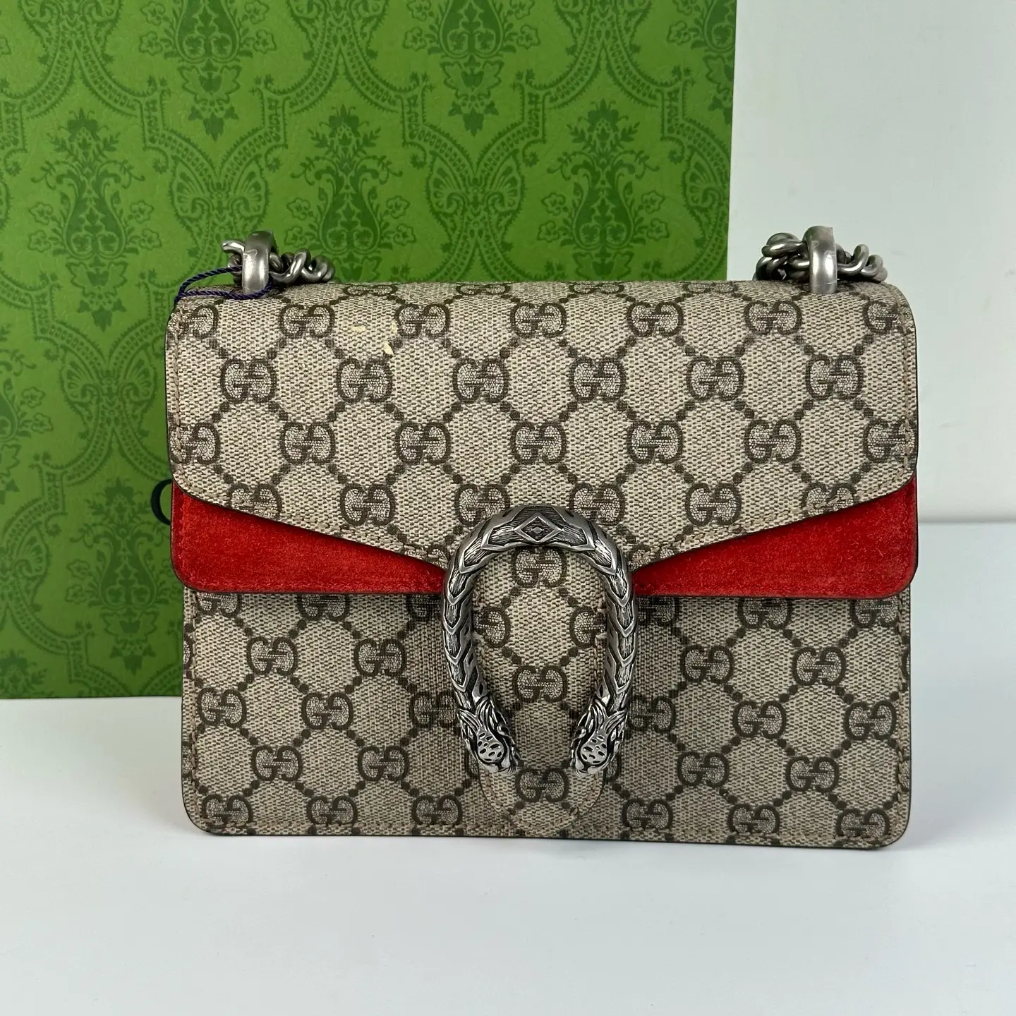 Pre-owned GUCCI Dionysus Small GG Supreme Canvas Crossbody Bag
