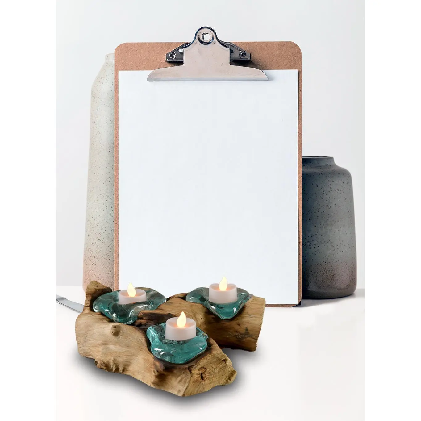 Teak & Glass Harmony Tealight Holder Collection, Decor