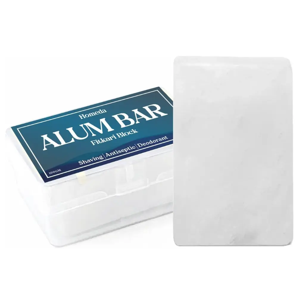 Alum Block for Shaving, Alum Stone for Face, Piedra De Alumbre Natural Bar for Underarm, Fitkari, Fitkiri, Allum Deodorant for Men and Women - with Storage Case (100g - 1 Piece)