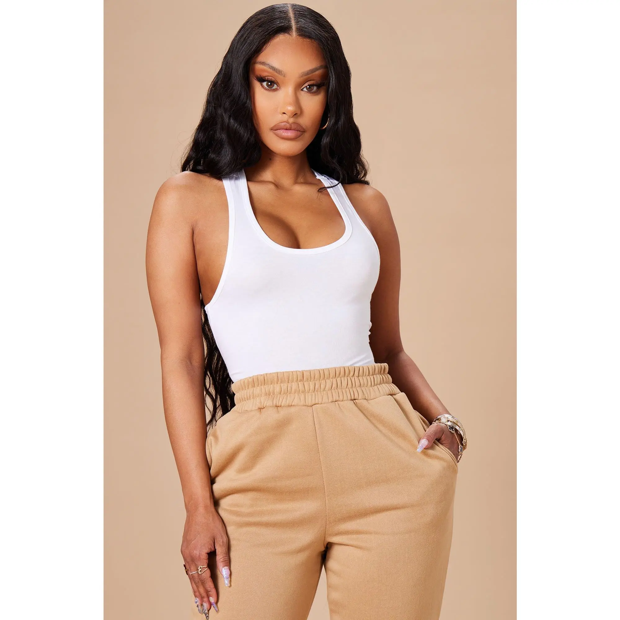 Divine Basic Tank Bodysuit - White