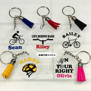 Personalized Cycling Keychain, Cyclist Keychain Gift, Bike Chain Bike Rider Gift, Road Cycling Gift