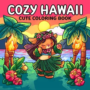 Cozy Hawaii Coloring Book, 40 Illustrations, Tropical Style Coloring Book, Arts & Crafts Easels, Painting Supplies for Adults & Teens