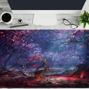 Mystical Forest Design Mouse Pad, 1 Count Rectangle Gaming Mouse Pad, Non-Slip Rubber Base Stitched Edge Desk Pad for Home Office Desk Accessories