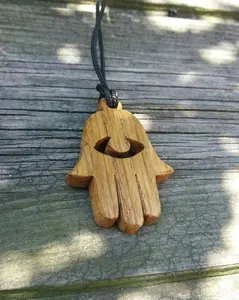 Hamsa Pendant, Hamsa Necklace, Wooden Hamsa, Handmade Wooden Hamsa, Amulet Necklace, Amulet Pendant, Protection Necklace, Protection Pendant