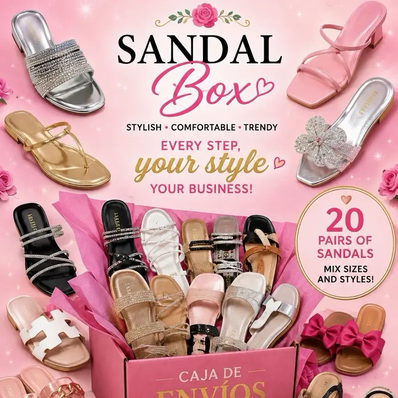 Women's Sandals Wholesale Box - 20 Pairs, Mixed Sizes, Assorted Styles