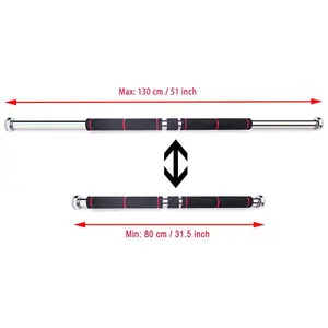 Haoying Pull Up Bar for Doorway No Screw - 32 to 50 Inches Adjustable Width Chin up/Dip Bar with Screw-in Heavy-Duty Door-Mounts(80cm Black)
