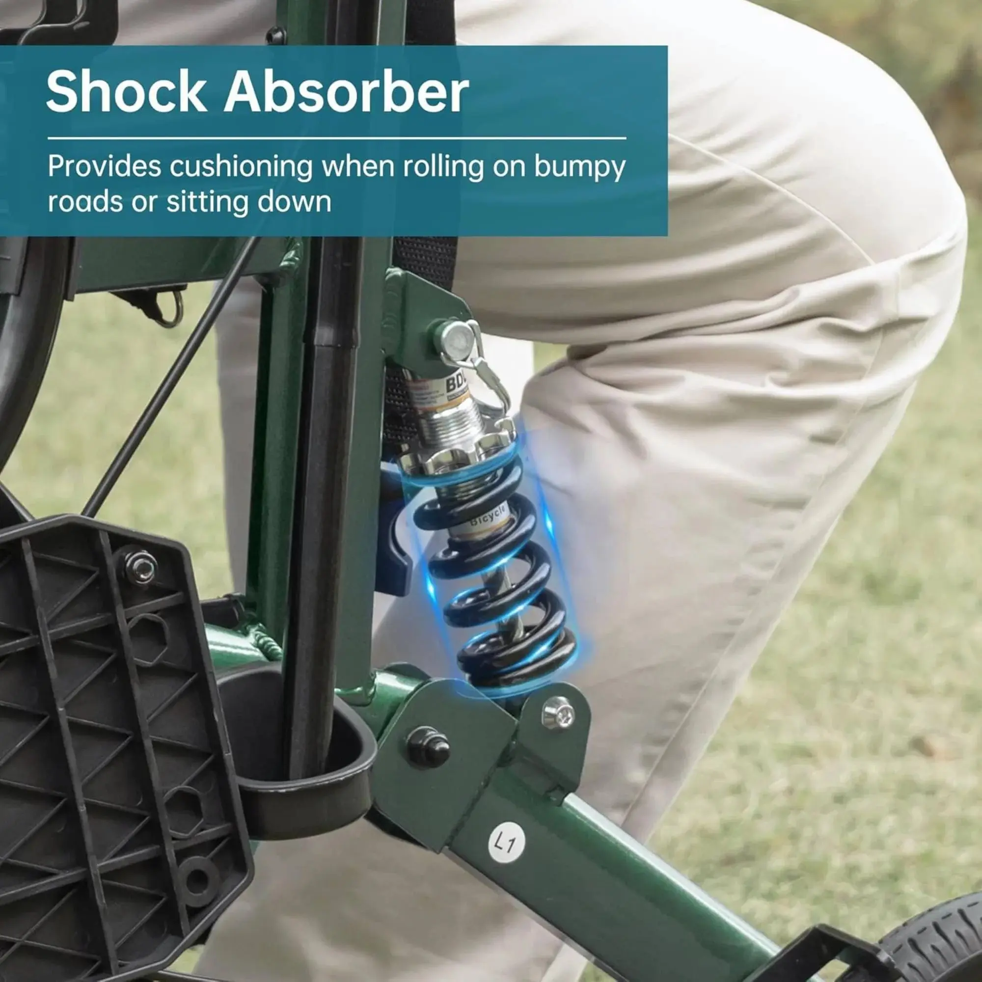 ELENKER HFK-9294 All-Terrain 2-in-1 Shock-Absorbing Rollator