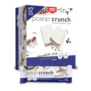 Power Crunch Protein Wafer Bars, High Protein Snacks with Delicious Taste, Chocolate Chip Cheesecake, 1.4 Ounce (12 Count)