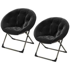Garvee Faux Fur Saucer Moon Chair - Soft Folding Accent Chair with Metal Frame - Comfortable for Bedroom, Living Room, Dorm - Ideal Reading & Lounge Chair for Adults, Teens & Kids