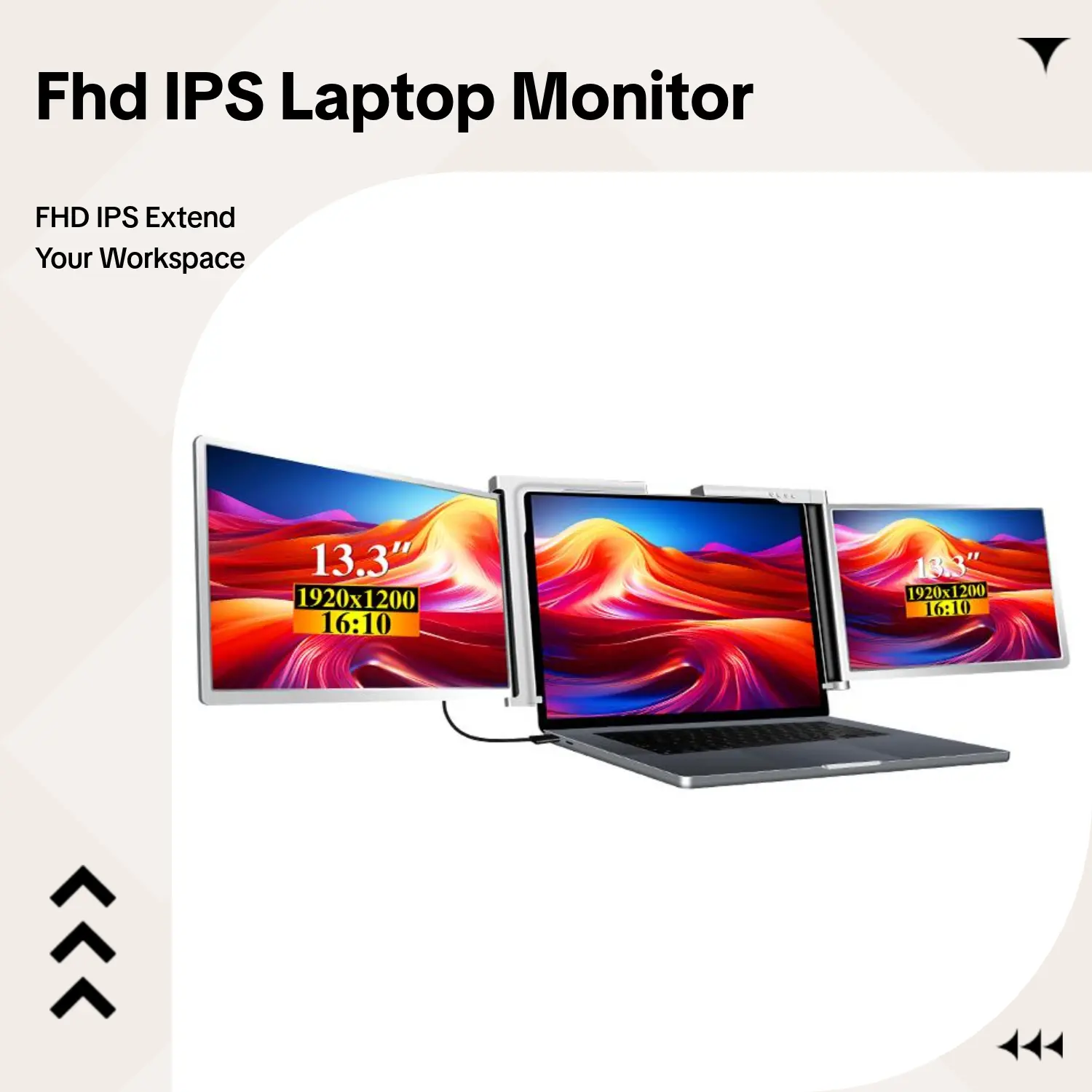 S350 13.3" IPS Panel Laptop Monitor Extender, 1920x1200 FHD Display Screen, 1-Cable USB-C/USB-A External Monitor for Laptop Work, Driver-Required First Setup, Compatible with Windows & Mac, S350 Series