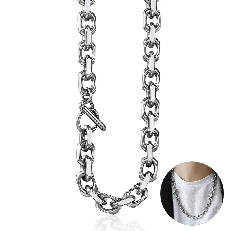 9mm Stainless Steel Necklace for Men Women Unisex Silver Color Cable Link Chain Wholesale Fashion Jewelry Toggle Clasp