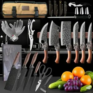 Thickened stainless steel kitchen set, lion style handle, the blade is made of high hardness stainless steel, a must-have set for kitchen knife High Carbon Steel Butcher Knife Set masakan  rumahan