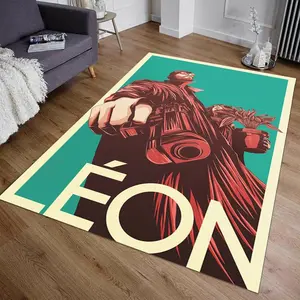Leon Rug, Area Rug,Non Slip Floor Carpet,Teen'S Carpet ,Room Decor Halloween Gift For Family, Cute Gift Non-Slip Floor Carpet, Decoration Mat for home Living Room Bedroom, Room Decor, Home Decor