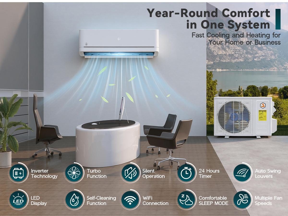 [Ships in 2 Boxes] VanAcc 12,000 BTU DIY Mini Split Air Conditioner & Heating System with Pro Fast-Fit Set, 115V/220V 18 SEER2 Ductless Inverter Mini Split, Easy DIY Install AC for Bedroom Living Room, No Professional Needed