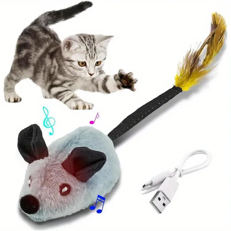 OCHAPA Interactive Toys Mouse with LED Lights Days of the Week Interactive Catnip Toys indoor exercise Interactive Motion-Activated Cat Toy sensor water playmat cats tag ram cute jellycat bunny plushie toy adjustable length smart interactive cat toy ball