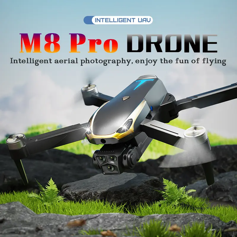 M8 Pro Wireless Drone with Camera, Foldable RC Quadcopter with Optical Flow Hover, Easy-to-Fly Beginner Drone Gift for Kids