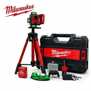 Milwaukee 16 Lines 4D Laser Level 360° Self-Leveling Horizontal & Vertical Cross Line Super Powerful Green Beam with Touch Screen & Automatic Leveling 4-Plane Locking Mode Accurate Alignment Tool