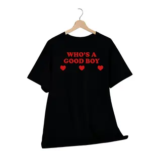 Who's A Good Boy Baby Tee Short Sleeve Crop Top Y2K Funny Girl Meme Shirt Sassy Edgy Sarcastic Chaotic Party Frat Going Out Club Cute Gift