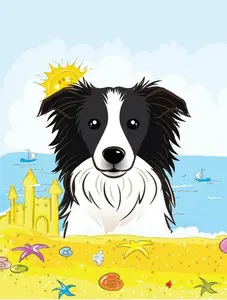 Border Collie Summer Beach Flag Garden