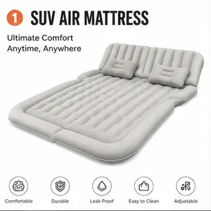 SUV Air Mattress for Car Camping, Inflatable SUV Sleeping Bed with Adjustable Head Support, Soft Flocked Surface, 12V Air Pump & 2 Pillows Included, Portable Travel Mattress for Road Trips, Outdoor Adventures