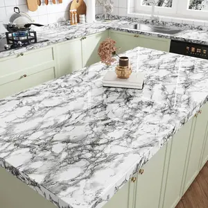 Grey Marble Contact Paper for Countertops Gray/White Glossy Peel and Stick Wallpaper Self Adhesive Vinyl Granite Contact Paper for Cabinets Kitchen Wallpaper for Shelf Liner 15.8''x78.7''