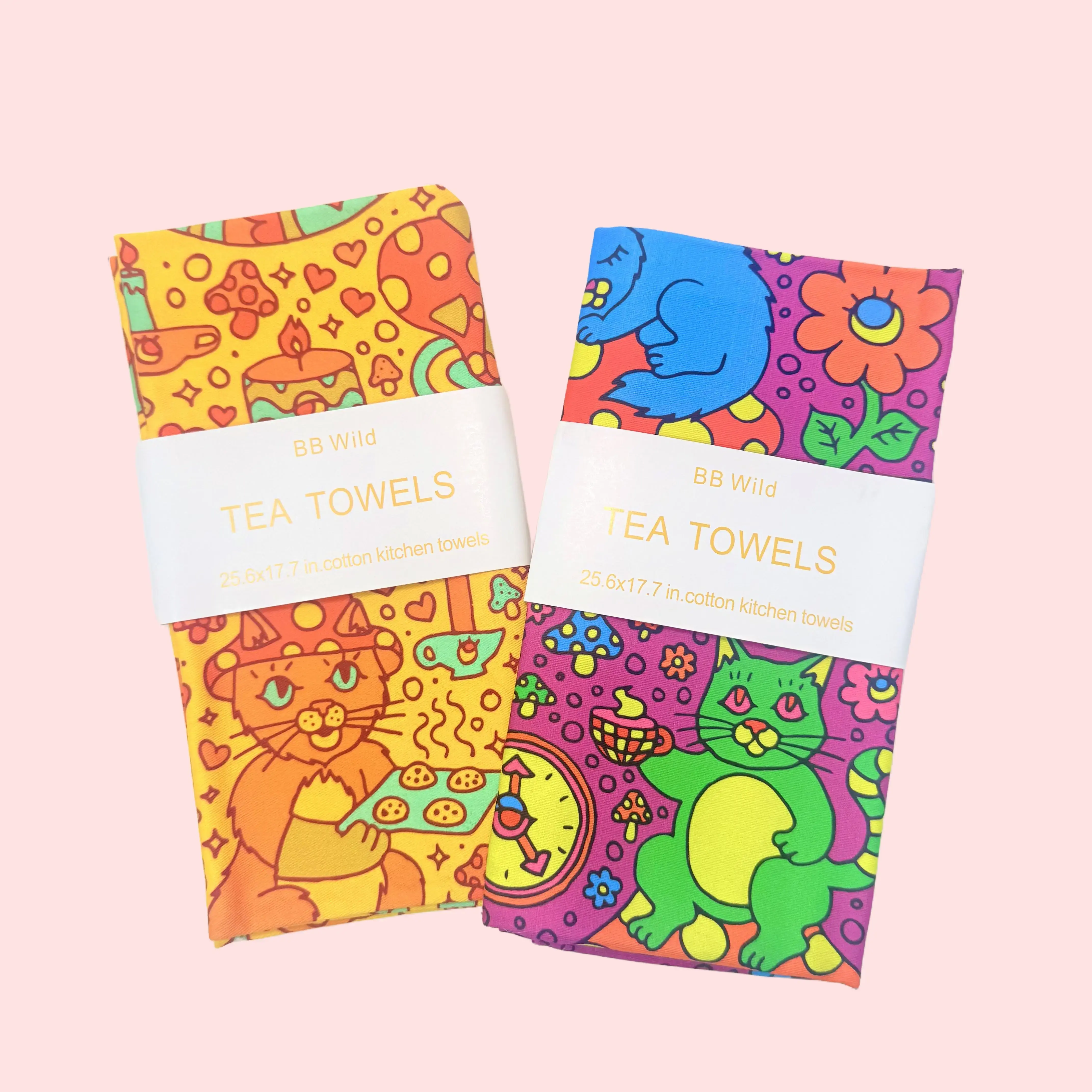 Kitty Tea Towel/ 100% Cotton/ Kitchen Cloth Hand Towel Kitty Tea Towel/ 100% Cotton/ Kitchen Cloth Hand Towel