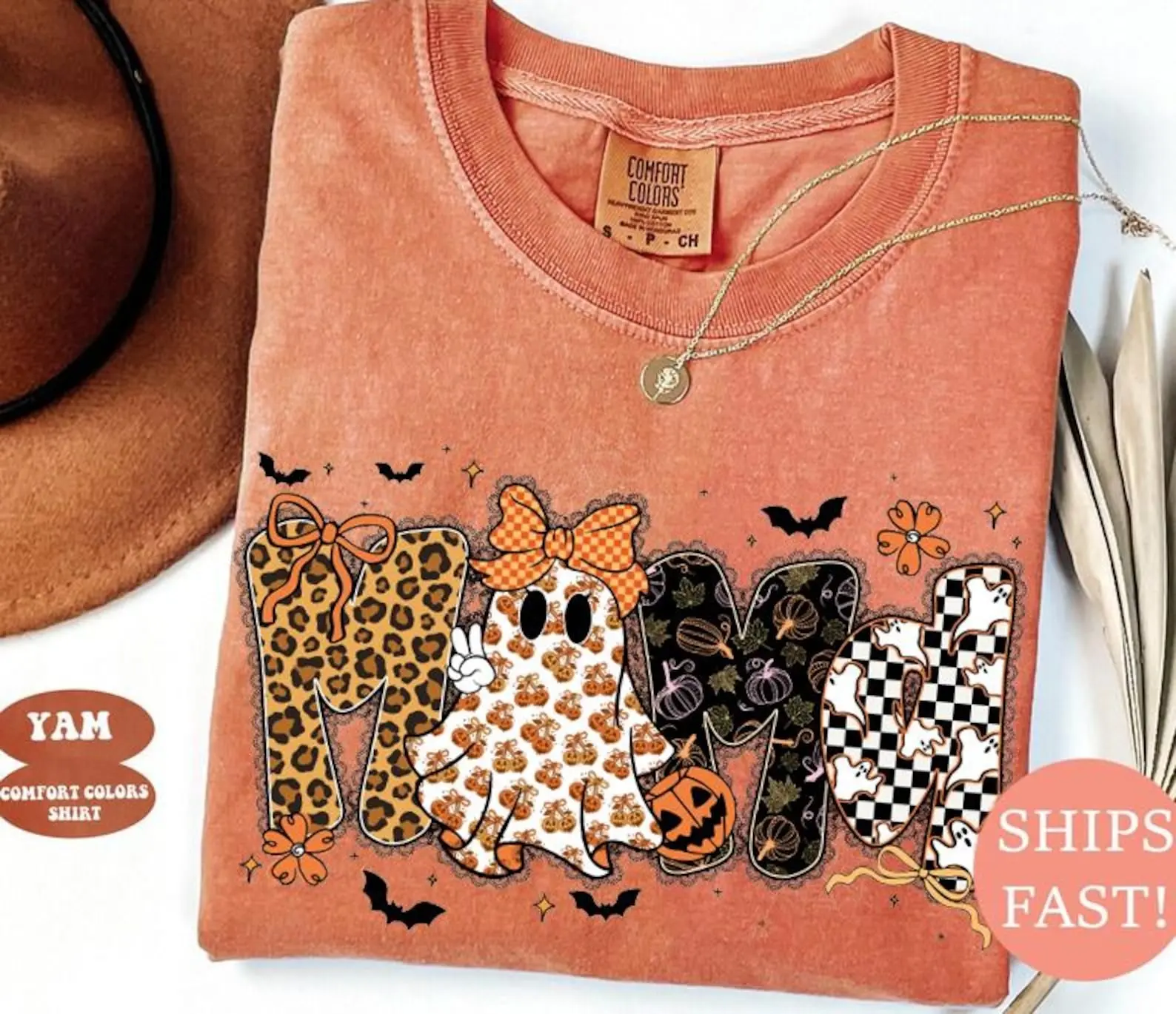 Comfort Colors Halloween Mama Tshirt, Spooky Mama Sweatshirt, Cute Ghost Mama Shirt, Fall Mama Tee, Trendy Halloween Mom Gift