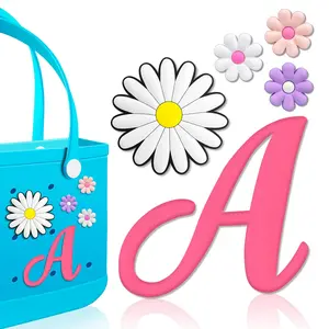 ISUNMEA 5 Pcs Letter Charms for Bogg Bag Accessories - Decorative Alphabet Charm for Handbag Beach Tote Bag