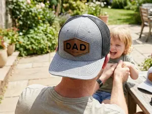 DAD Leather Patch Trucker Hat – Personalized Dad Cap, Breathable Mesh Snapback, Perfect Gift for Fathers