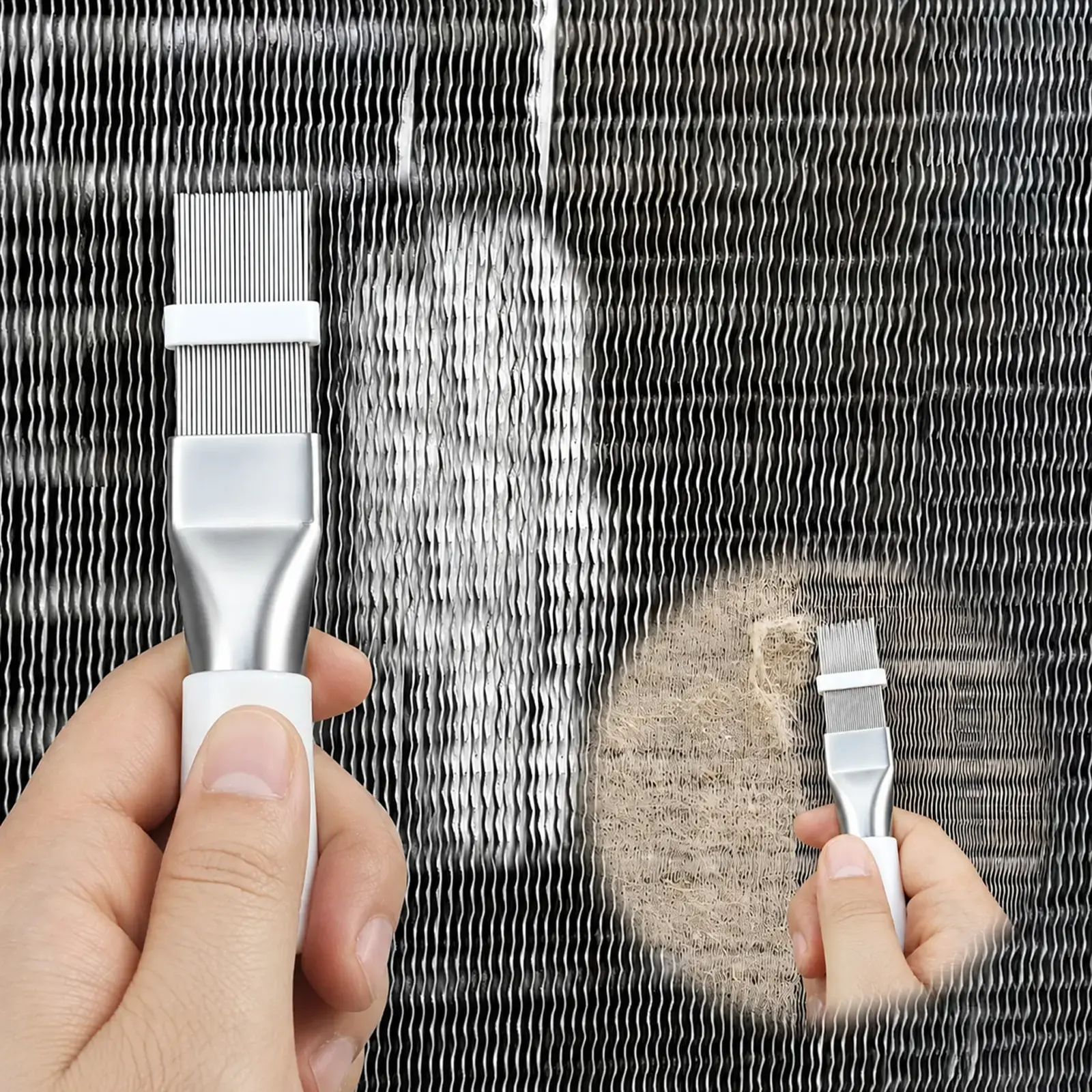 Stainless Steel AC Fin Comb & Condenser Fin Straightener Cleaner, Adjustable Evaporator Radiator Repair Tool for Home/Car AC Units