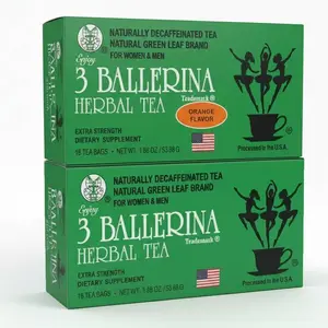 3 Ballerina Herbal Tea - Duo Pack (Orange & Original Flavors) - 36 Tea Bags Total - Extra Strength - Naturally Decaffeinated - Traditional Chinese Blend - Made in USA