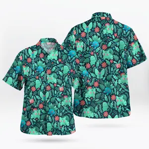 Bulbas PKM Tropical Grass Type Aloha Shirt Angel Looks, Devil Vibes – Anime Hawaiian Button Down