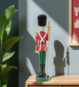 360 Stand 19 in. Black, Red & Green Resin Christmas Nutcracker Figurine - HomeRoots 633824 Tabletop Sculpture, Festive Ornament, Holiday Gift, Decor, Household Items Decor, Room Decor