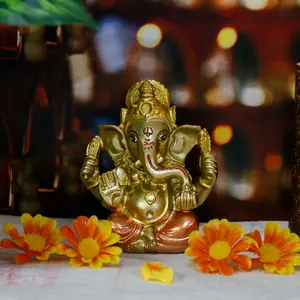 3"H Hindu God Lord Ganesha Staue for Car Decor India God Ganesh Idol for Car Dashboard Decor Indian Idol Ganpati Figurine for Birthday Gifts for Indian Man Women Home Mandir Temple Pooja Item Diwali Puja Gifts Yoga Room Altar Decor