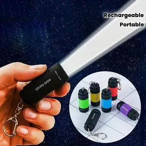 USB Rechargeable Portable Flashlight Keychain Mini Torch Camping Ultra Bright Lamp Outdoor Supplies IP44