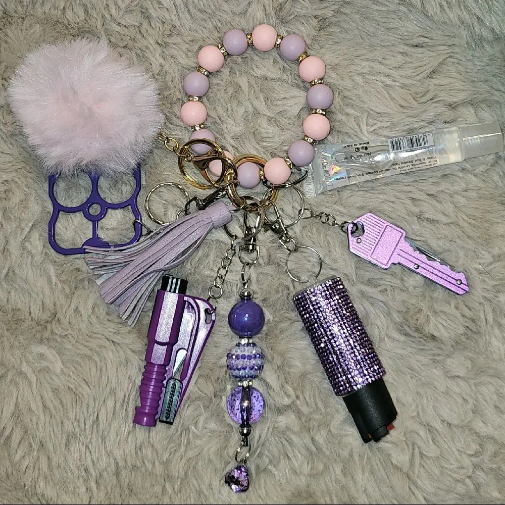 Handmade Stylish Dainty Keychain Set - Lilac, Pink, Purple Colors, Exquisite Craftsmanship, Accessory, Handmade Keychain, Design.