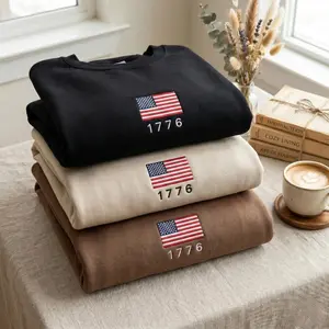 [SHIP FROM US] Embroidered USA Flag Sweatshirt: Patriotic 1776 Shirt