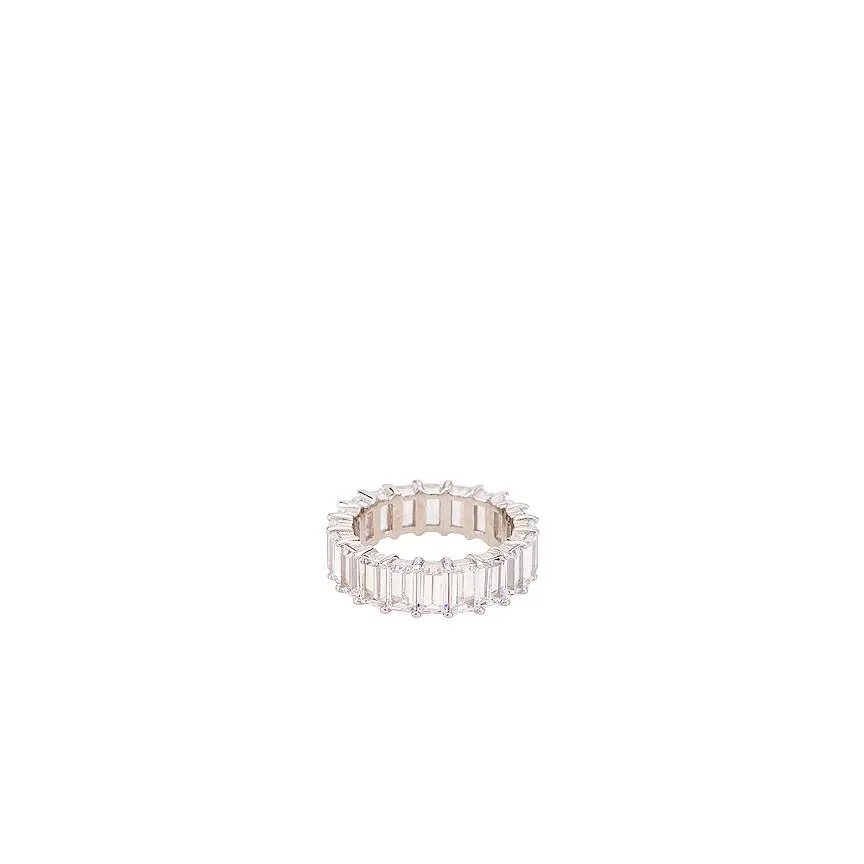 The M Jewelers NY The Emerald Cut Pave Ring in Silver