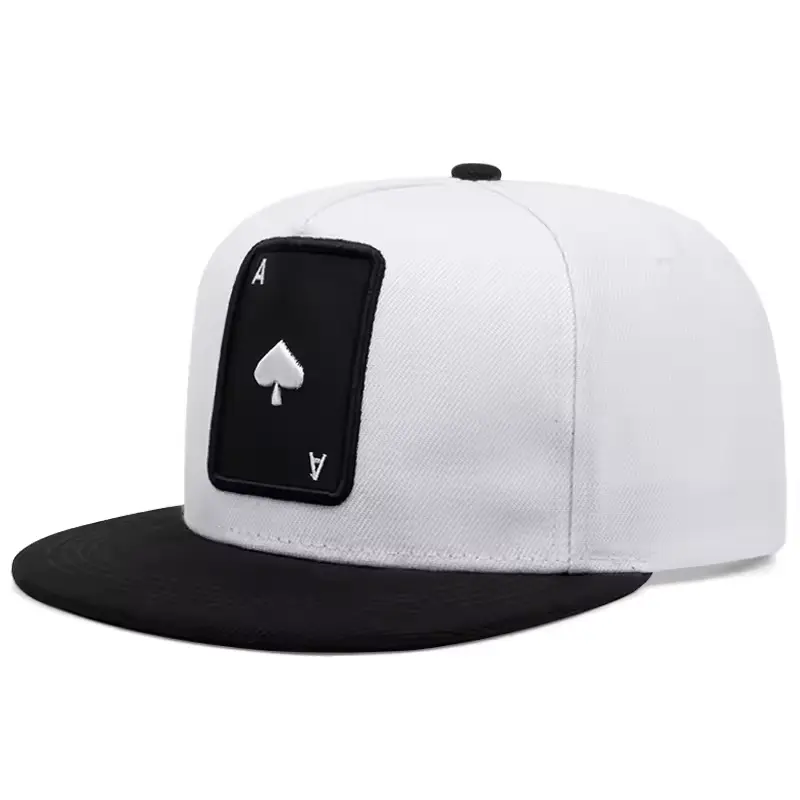 JC hats Luxury Ace Spade Patch Snapback Baseball Cap Flat Brim Adjustable Casual Fashion Hat Unisex