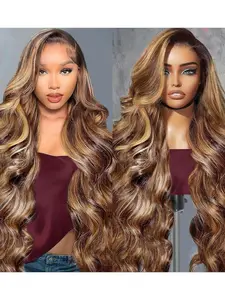 Honey Blonde Body Wave Lace Front Wig, 5x5 HD Lace, Ombre Highlight, 180% Density, 22 Inch, Brazilian Virgin Hair, Pre-Plucked for Women, Human Hair Wigs