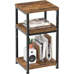 3 Tier Side Table End Table Night Stand Sofa Table Shelf for Living Room Rustic Brown