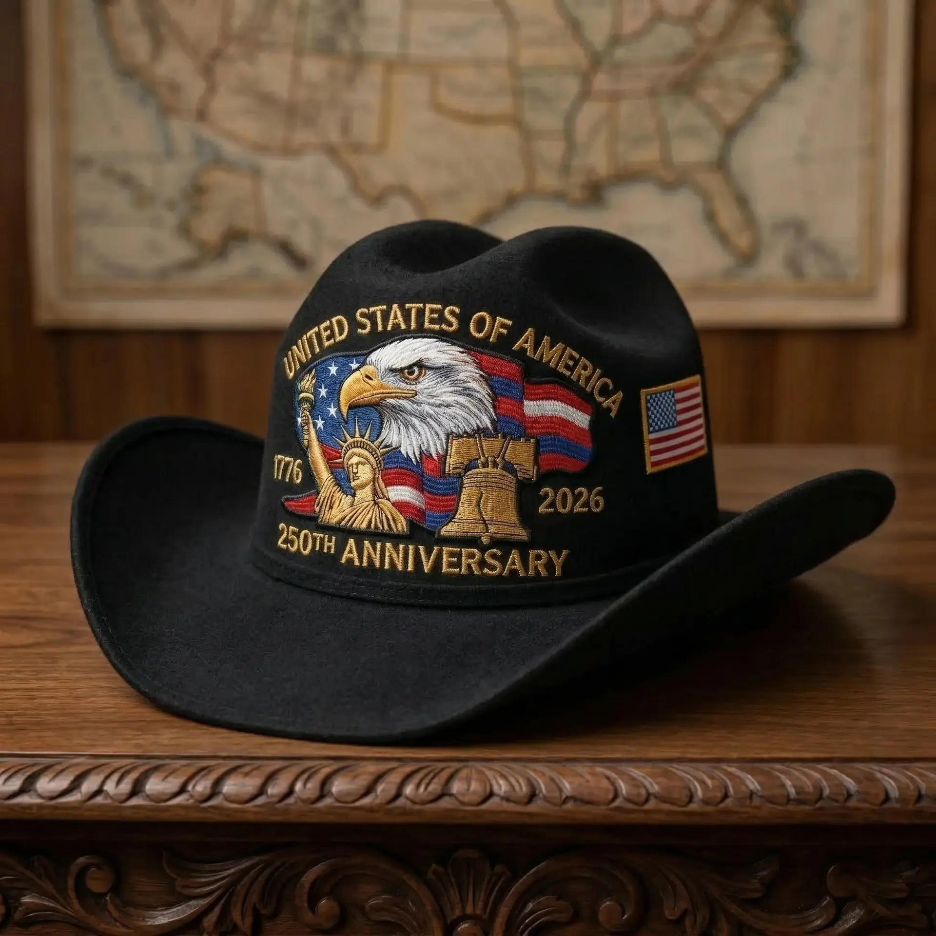 Cowboy Hat, Print Outdoor Casual Hat for 250th Anniversary Collection, Sourced from zzmaozidian