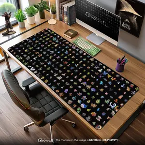 Anime Sprite Mouse Pad - Classic Gen Grid Desk Mat, Legendary Pixel Art Gaming Mat, Pokedex Collector Otaku Gift