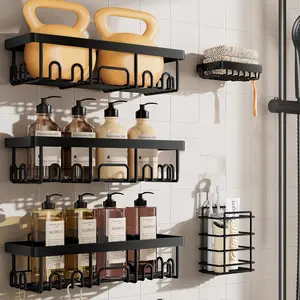 Rustproof Waterproof Storage Rack Set, No-Drill Adhesive Wall-Mounted Shower Shelf, Large Load Capacity, Spacious Storage Solution
